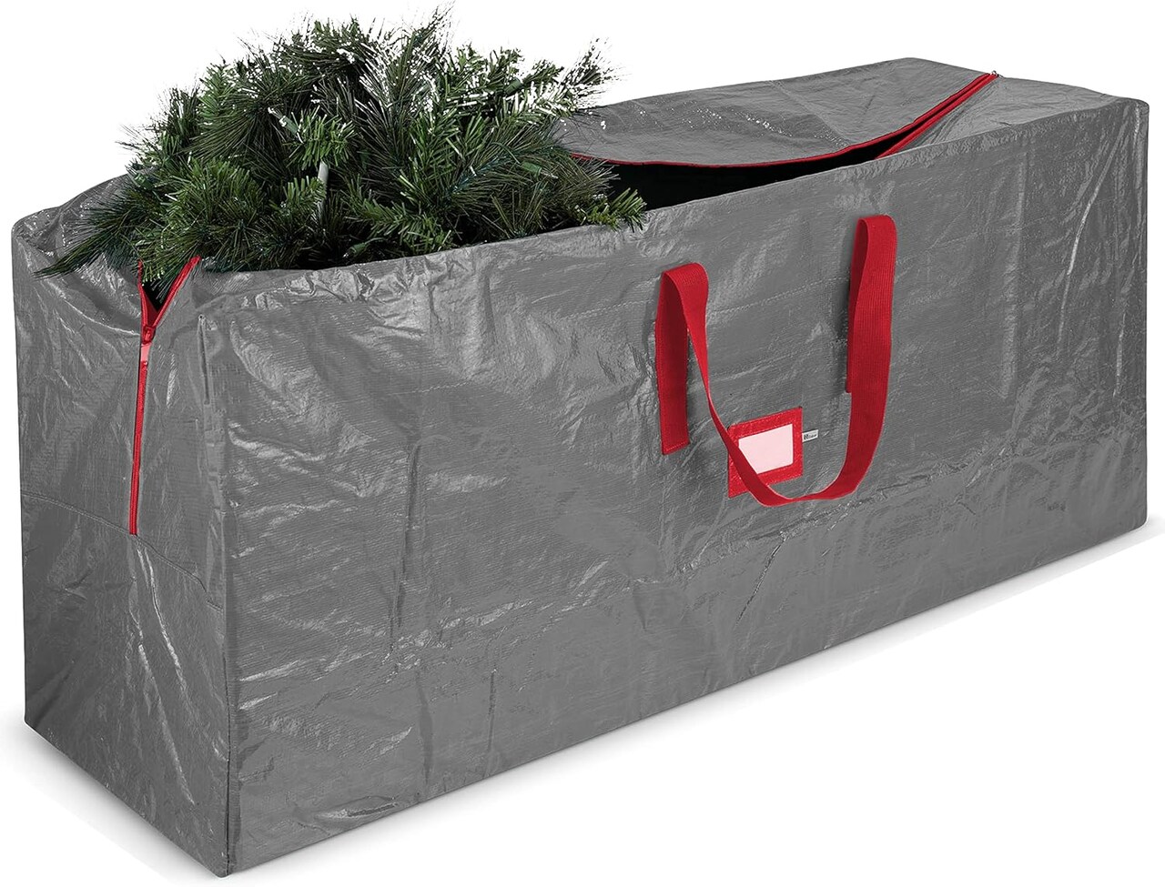 Christmas Tree Storage Bag - Fits 9 Ft Artificial Trees - Plastic, Waterproof Christmas Tree Bag - Strong, Durable Handles - Labeling Card Slot - Gray